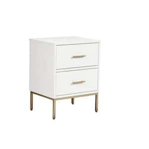 Madelyn 2-Drawer White Nightstand (26 in. H x 20 in. W x 15 in. D)