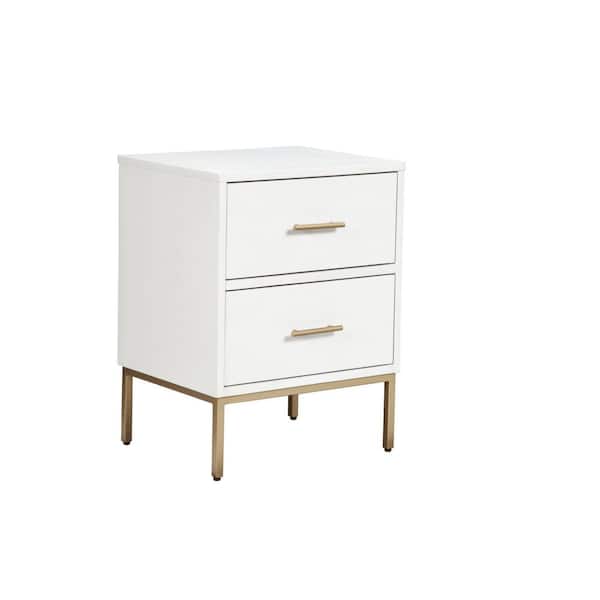 Alpine Furniture Madelyn 2-Drawer White Nightstand (26 in. H x 20 in. W x 15 in. D)