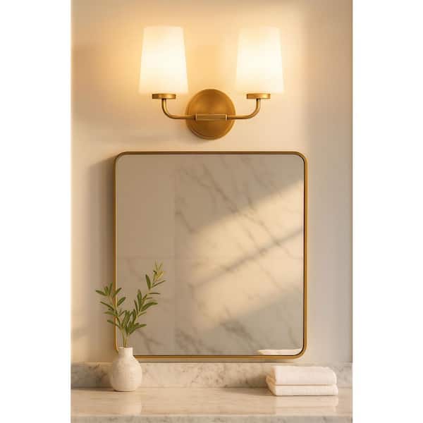 Kline 14.25 in. 2 Light Heritage Brass Vanity Light