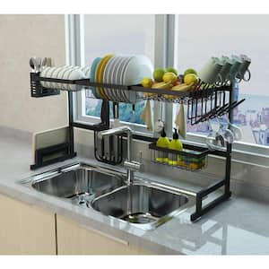 Large Dish Drainer Cutlery Rack Kitchen Sink Utensil Draining Plate Cup Holder 