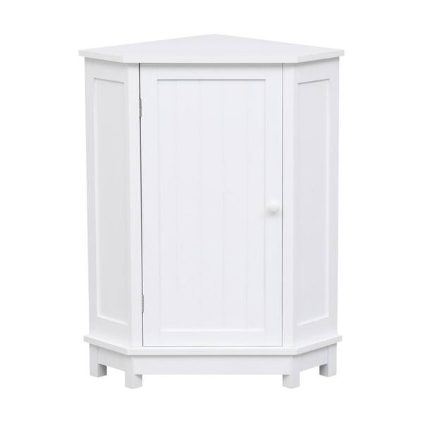 Unbranded Triangle 17.5 in. W x 17.5 in. D x 31.4 in. H MDF White Linen Cabinet with Adjustable Shelf for Bathroom
