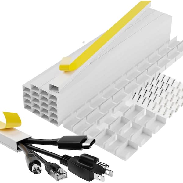 Cable Hider Cables Raceway-Molding Electrical Wires Management Kit in White