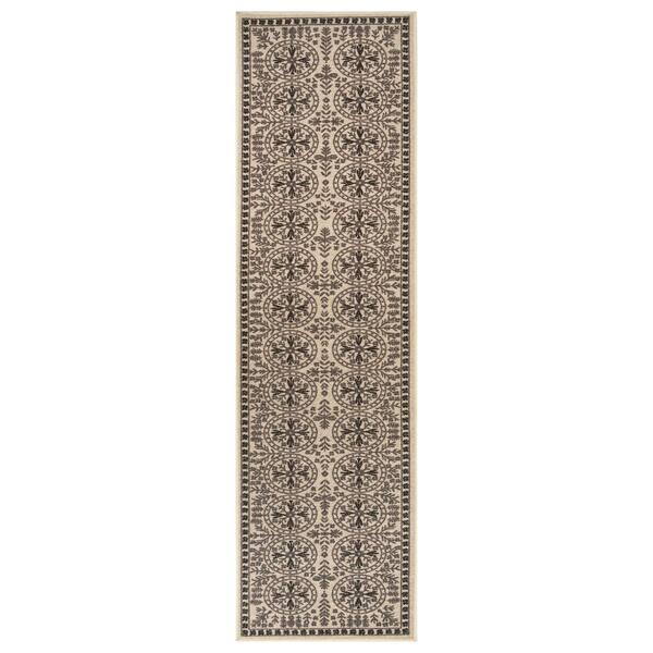 World Rug Gallery Traditional Folk Floral Ivory Cream Power Loomed Indoor 2 ft. x 10 ft. Runner Rug
