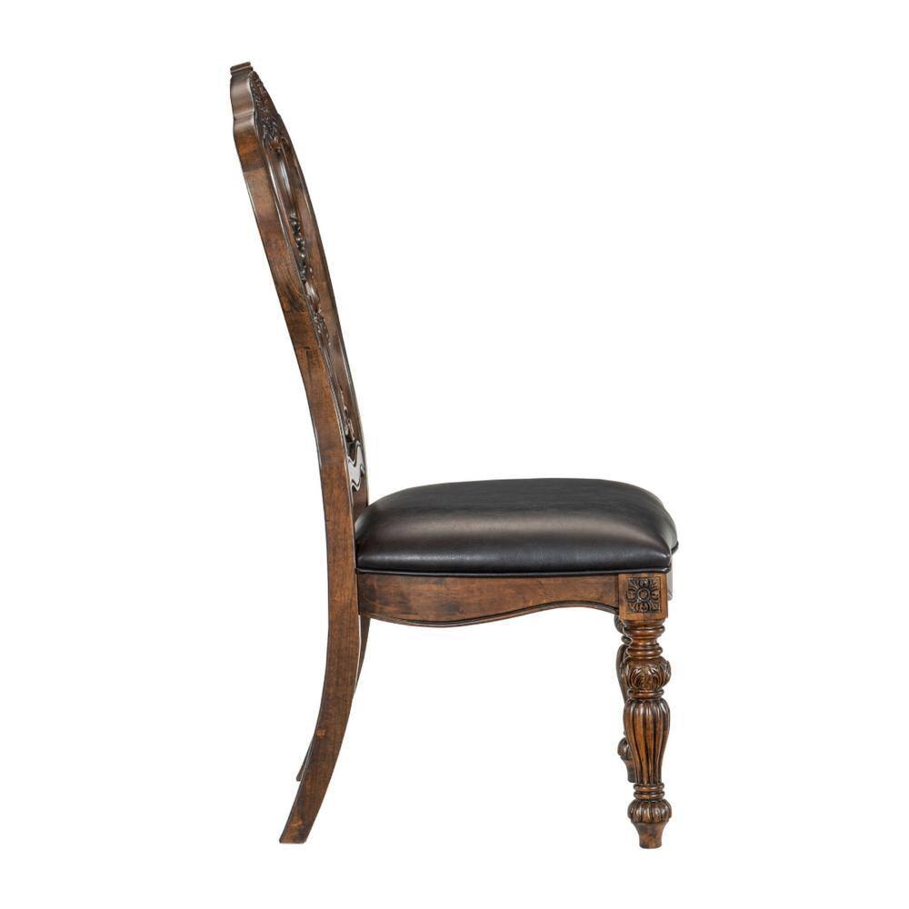Devi High Back Brown Faux Leather Upholstered Side Chair