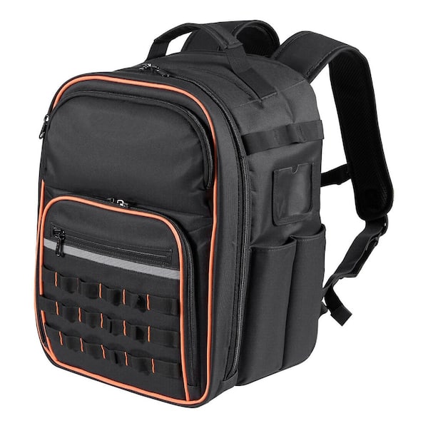 Tool Backpack, 49 Pockets, Heavy-duty Tools Storage Organizer Work Bags with Laptop Compartment and Fabric Base