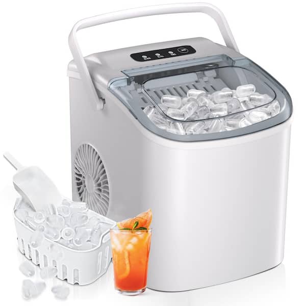 8.1 in. 27 lb./Day Bullet Countertop Portable Ice Maker in Black with 2-Ice Sizes, Ice Scoop, Self-Cleaning, 6-Min Ice