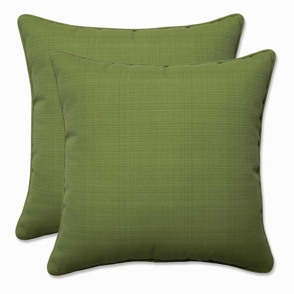 Pillow Perfect Solid Green Square Outdoor Square Throw Pillow 2-Pack
