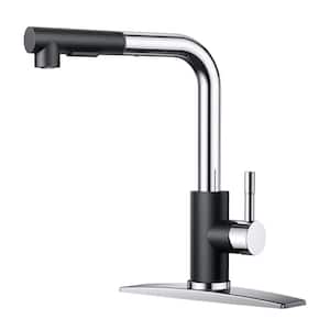 Single-Handle Kitchen Sink Faucet with Pull Down Sprayer Kitchen Faucet in Black Chrome