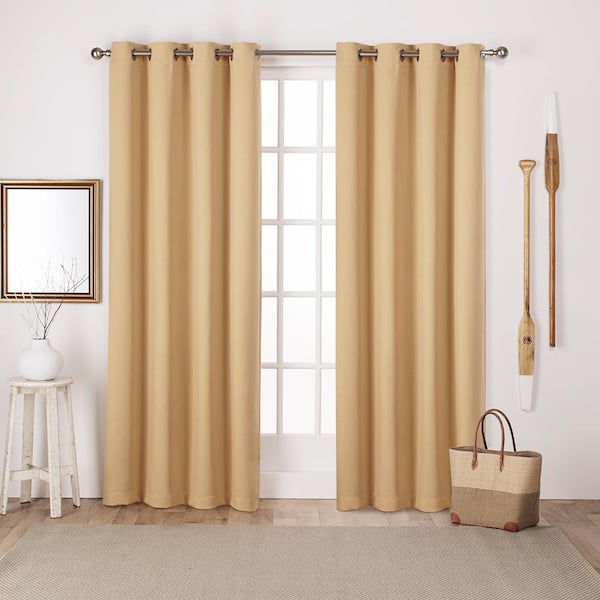 EXCLUSIVE HOME Sateen Sundress Yellow Solid Woven Room Darkening Grommet Top Curtain, 52 in. W x 96 in. L (Set of 2)