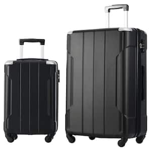 Black Lightweight 2-Piece Expandable ABS Hardshell Spinner Luggage Set with TSA Lock and Reinforced Corner Bumpers