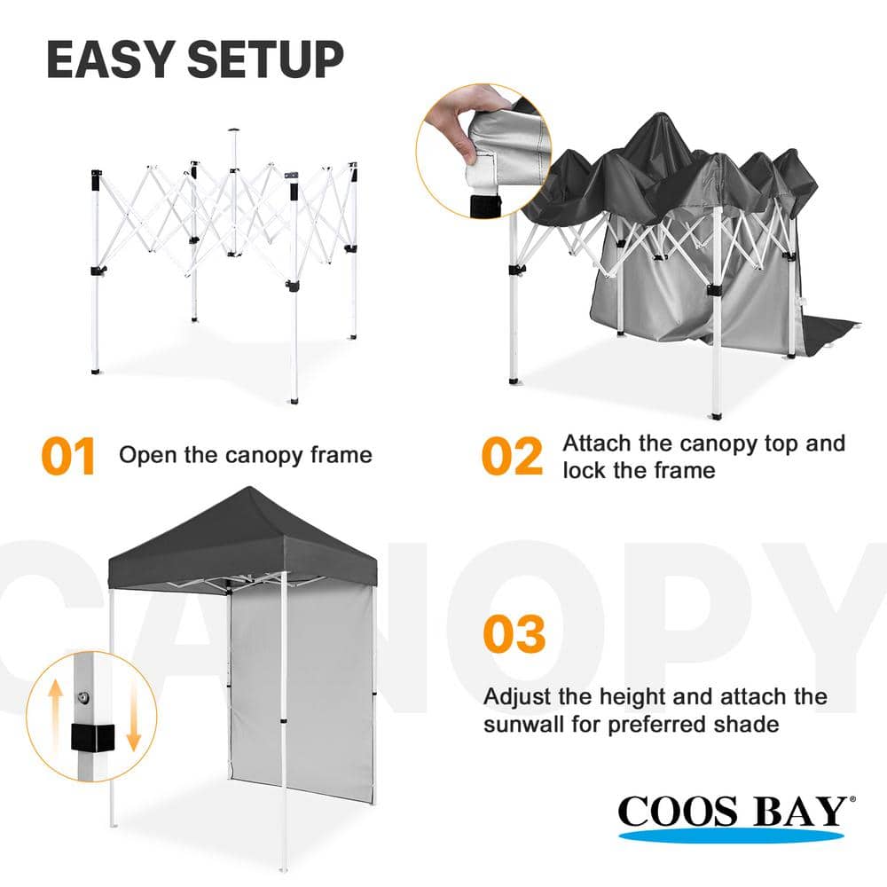 Gray and White Adjustable Steel Pop-Up Canopy Tent with Sunwall