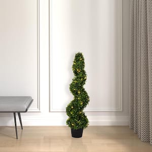 3 ft. Artificial Potted Green Boxwood Spiral Tree