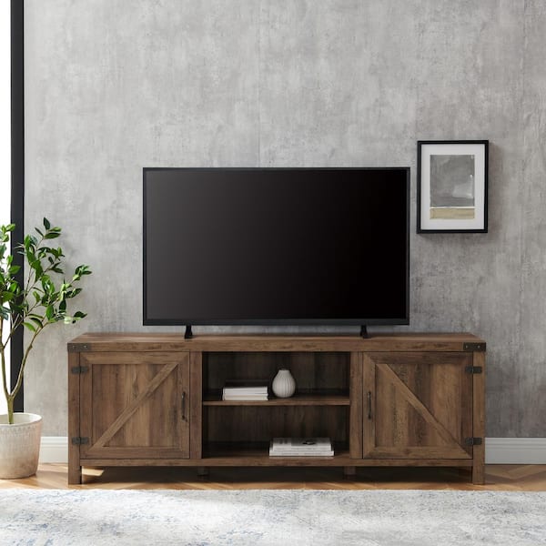 70 in. Rustic Oak Composite TV Stand 75 in. with Doors