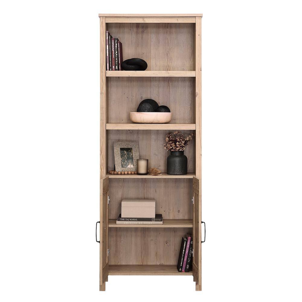 Khaki Pine Adjustable Kids Bookcase with Doors