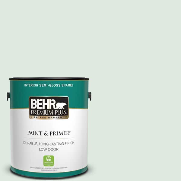 BEHR PREMIUM PLUS 1 gal. #470E-2 Water Mark Semi-Gloss Enamel Low Odor Interior Paint & Primer