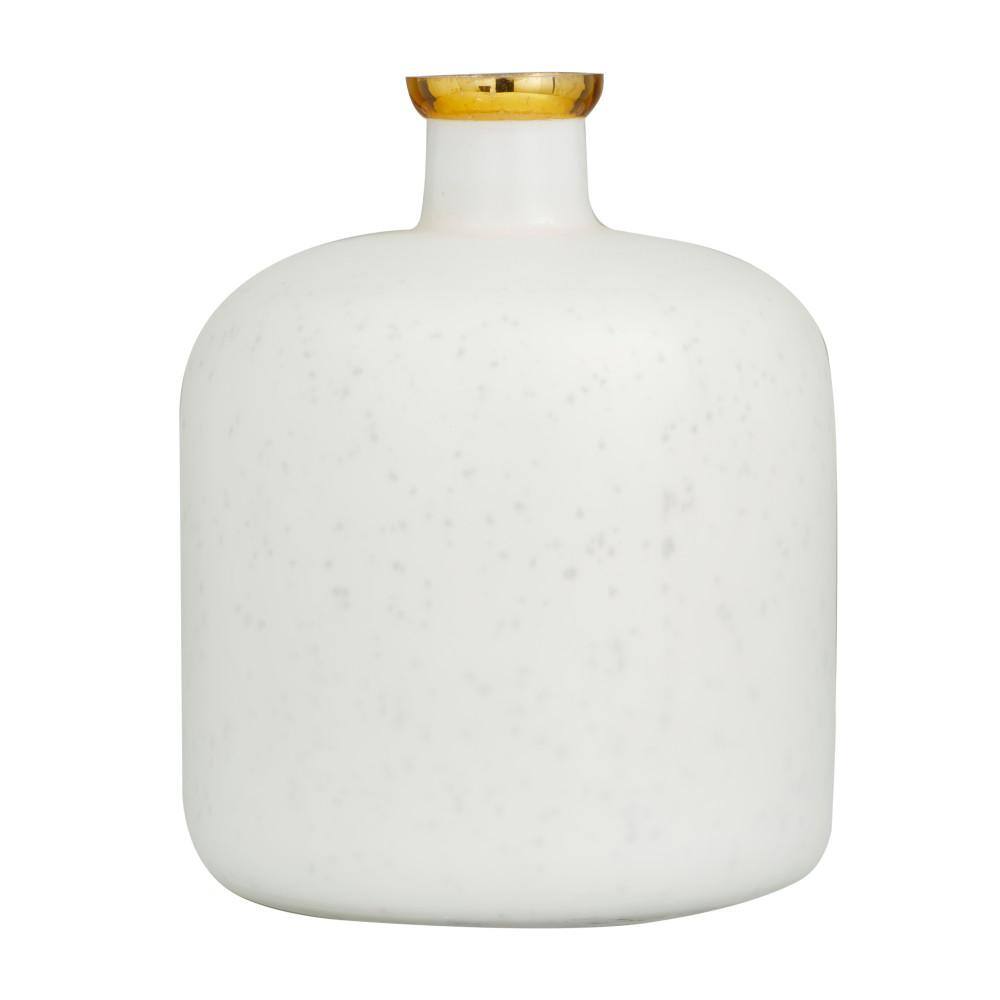 White and Gold Round Glass Decorative Vase