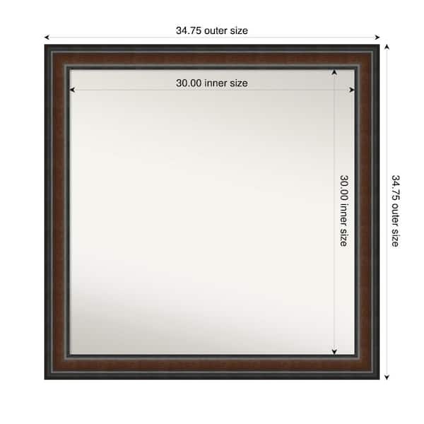 Amanti Art Cyprus Walnut 34.75 in. x 34.75 in. Custom Non-Beveled Wood Framed Bathroom Vantiy Wall Mirror