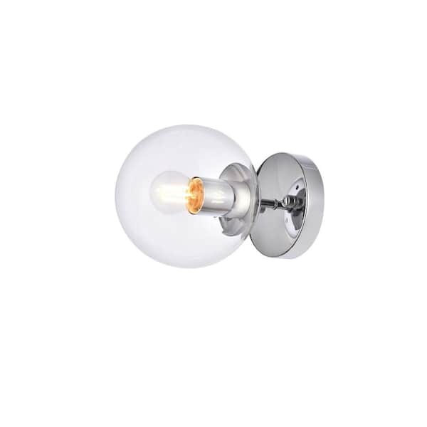 Unbranded Home Living 6 in. 1-Light Chrome Vanity Light with Glass Shade