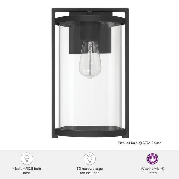 Hunter Fan Company - Hunter Astwood 1 Light Matte Black Cylinder Hardwired Outdoor Lighting for Foyer / Entry Way