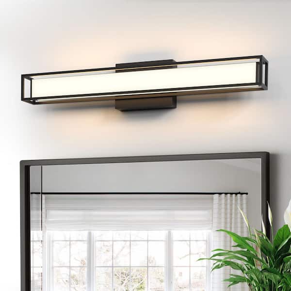 Washington 24 in. 1-Light Modern Matte Black Integrated LED Dimmable 3-CCT Vanity Light Bar