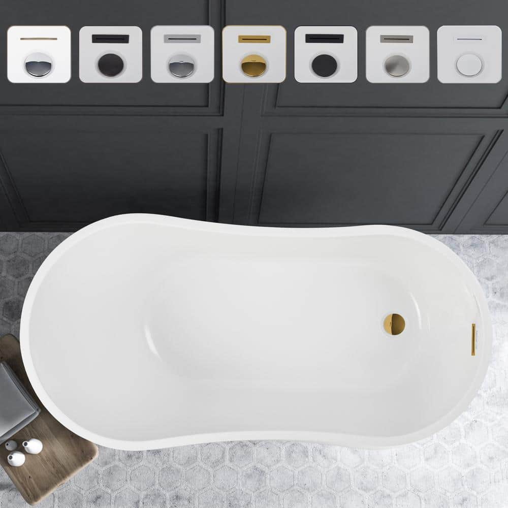 Maya 55" White Freestanding Acrylic Soaking Bathtub
