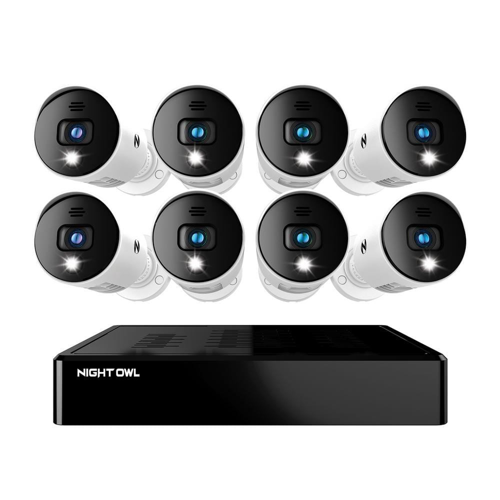 Night Owl BTD2 Series 8-Channel 1080p Wired DVR Security System with 1 TB Hard Drive and (8) 1080p Spotlight Audio Cameras, White -  BTD21LSA-88-B