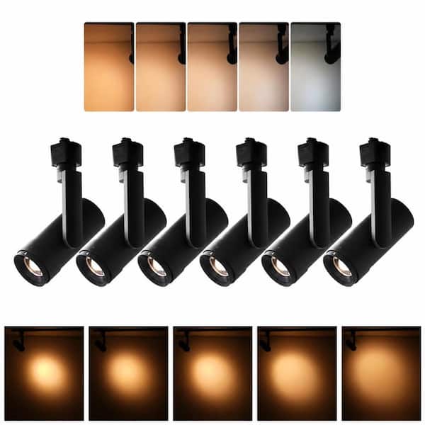 6-Pack 13.5W LED Track Heads, 5-Color Adjustable 2700-5000K, Dimmable, Zoomable 24°-60°, Black