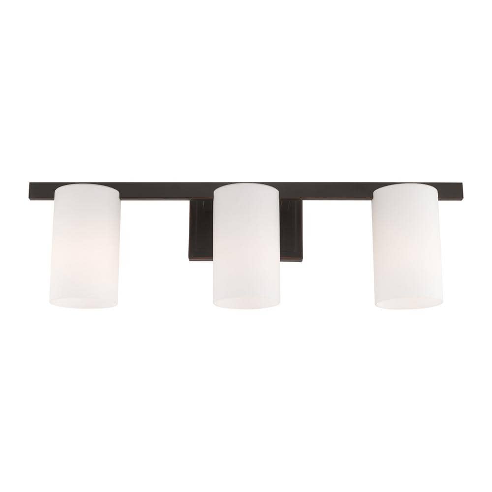 Olde Bronze 26" Vanity Light with Satin Opal White Glass