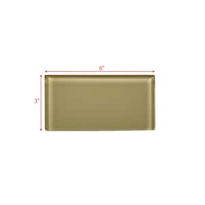 Modern Design Styles Design Olive Brown Subway 3 in. x 6 in. Glossy Glass Wall Pool Tile (1 sq. ft./Pack)