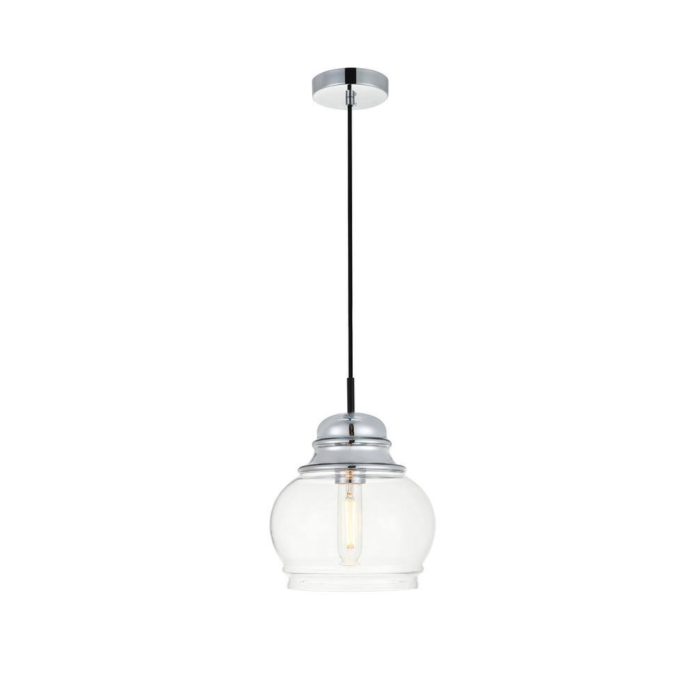 Timeless Home 8.1 in. 1-Light Chrome And Clear Pendant Light, Bulbs Not Inc