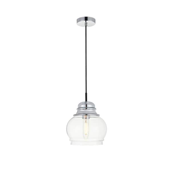 Unbranded Timeless Home 8.1 in. 1-Light Chrome And Clear Pendant Light, Bulbs Not Included