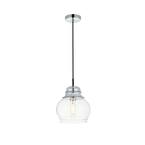 Timeless Home Kali 1-Light Pendant in Chrome with 8.1 in. W x 8.7 in. H Clear Glass Shade