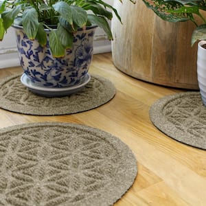 "Waterhog Flower of Life Camel 12 in. x 12 in. Polyester Rubber Indoor/Outdoor Plant Trivet Floor Mat (Set of 4)"