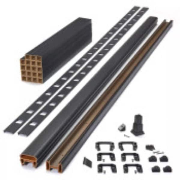 Transcend 8' x 36" Charcoal Black Composite Horizontal Deck Rail Kit with Matching square composite balusters