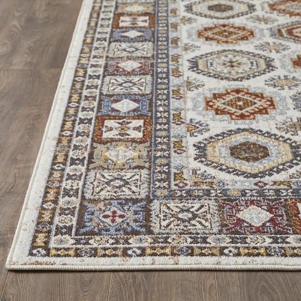 Alsbrooke Delary Cream 5 ft. 3 in. x 7 ft. 3 in. Oriental Polypropylene Area Rug
