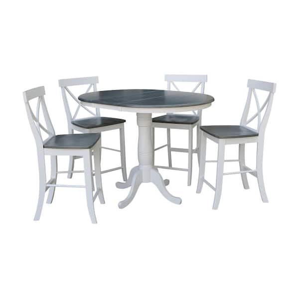 International Concepts Laurel 5-Piece 36 in. White/Heather Gray ...