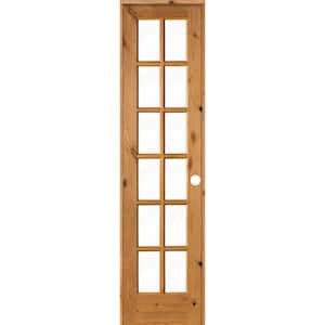 24 in. x 96 in. Rustic Knotty Alder 12-Lite Left-Hand Clear Glass Clear Stain Solid Wood Single Prehung Interior Door