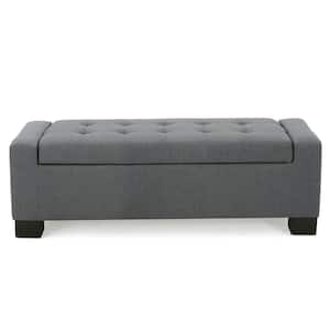 Guernsey Charcoal Fabric Storage Bench