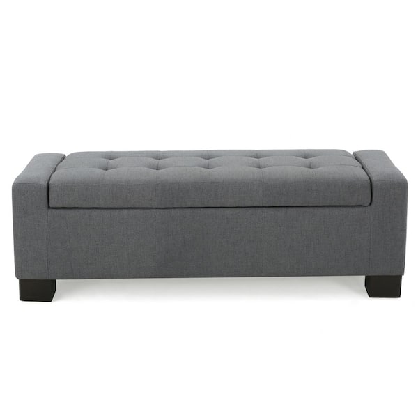 Noble House Guernsey Charcoal Fabric Storage Bench