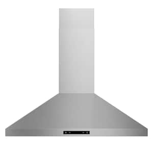 Contemporary 30 in. Convertible Wall Mounted Pyramid-Shape Hood in Stainless Steel