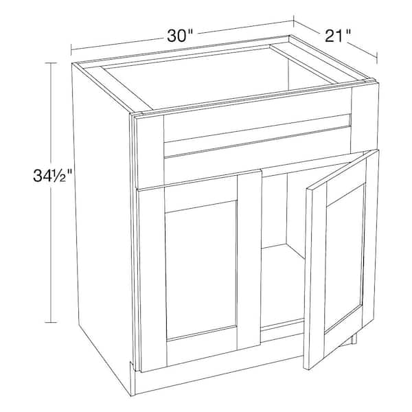 Contractor Express Cabinets Arlington Veiled Gray Plywood Shaker Assembled Vanity Sink Base Kitchen Cabinet Sft Cls 30 in W x 21 in D x 34.5 in H
