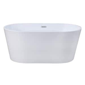 Aqua Eden 56 in. x 32 in. Acrylic Freestanding Soaking Bathtub in White with Drain