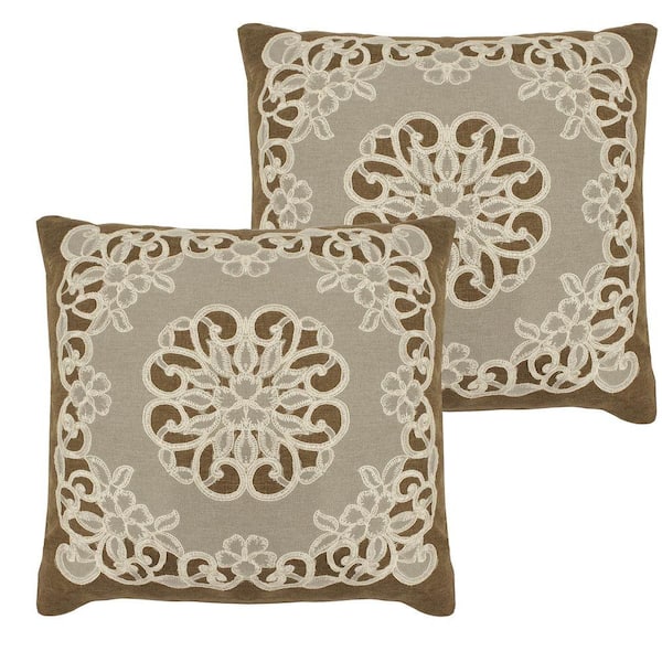 Creative Home Ideas Gretta Natural Standard Pillow Cover (Set of 2)