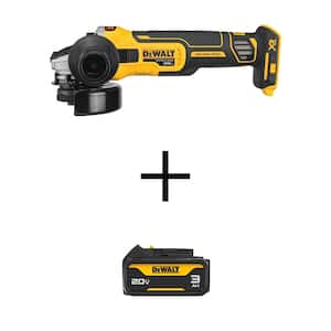 20V MAX XR Cordless Brushless 4.5 in. Slide Switch Small Angle Grinder with Kickback Brake with 20V MAX 3Ah Battery Pack