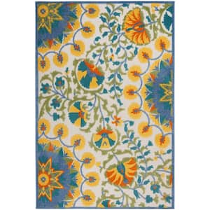 Aloha Multicolor 6 ft. x 9 ft. Floral Modern Indoor/Outdoor Area Rug