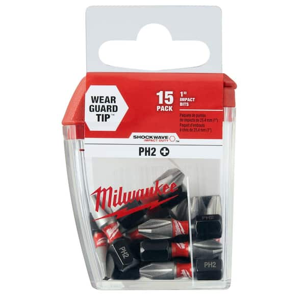 Milwaukee Tool Part # 48-32-4461 - Milwaukee Shockwave Impact Duty 2 In.  Phillips #1 Alloy Steel Screw Driver Bit (1-Pack) - Drill Bits - Home Depot  Pro