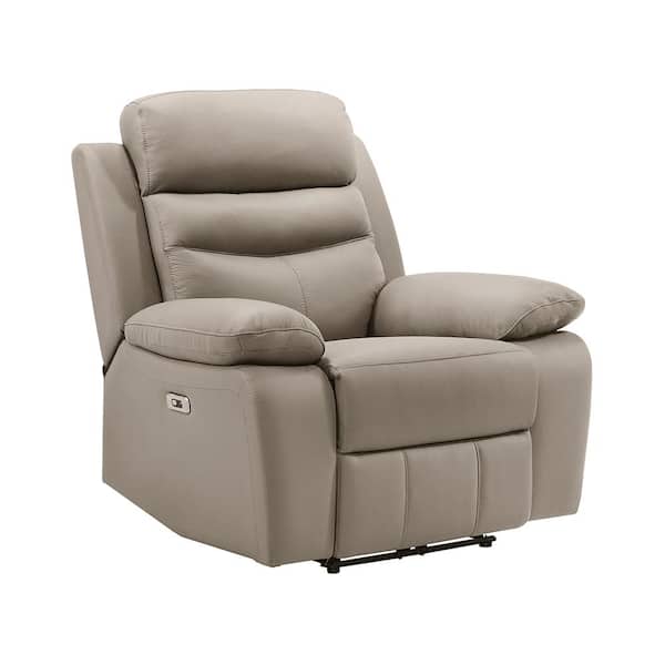 Edelia Latte Leather Power Recliner