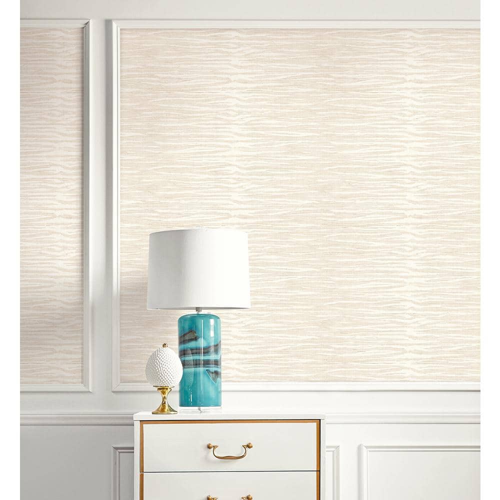 Taupe Grasscloth Textured Non-Pasted Washable Wallpaper