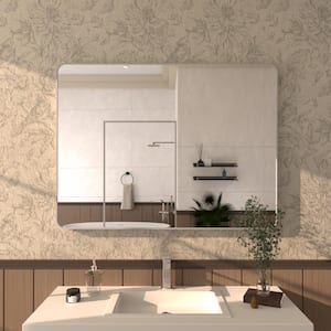 Zyphi 48 in. W x 36 in. H Rectangular Framed Wall Bathroom Vanity Mirror in Gun Grey