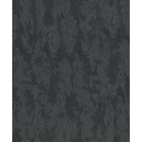 City Romance Collection Black Shimmer Aged Plaster Shimmer Finish Vinyl on Non-Woven Non-Pasted Wallpaper Roll